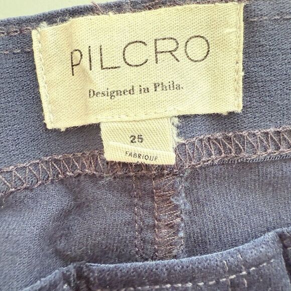 Anthropologie Pilcro Velvet Pull-On Retro Flare Jeans Mid-Rise Sz 25 Blue Pants - Picture 10 of 12